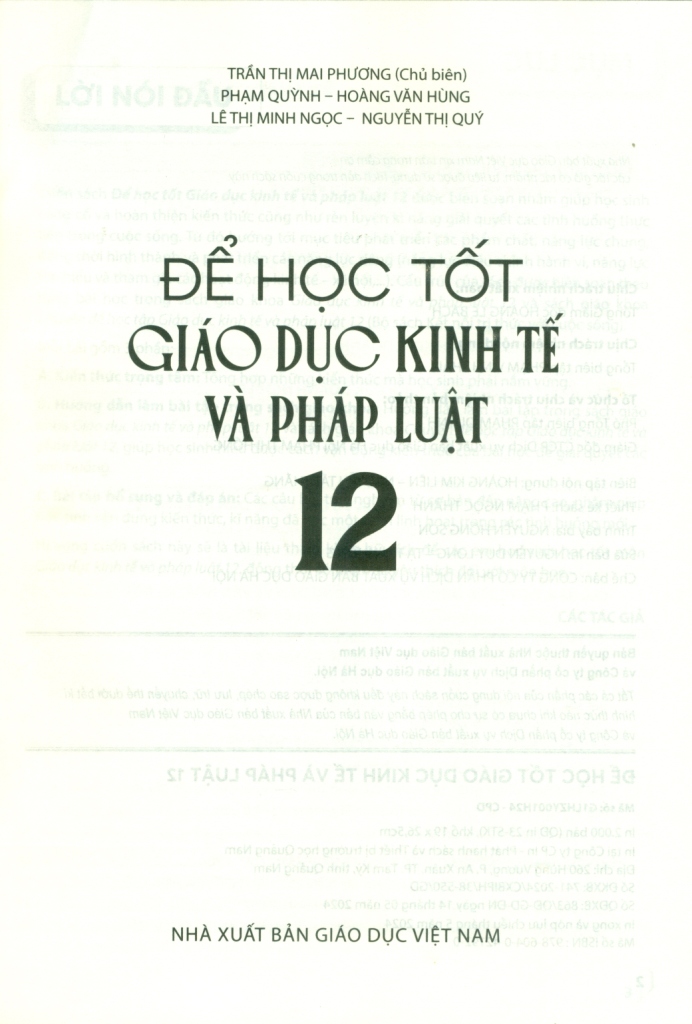 ĐỂ HỌC TỐT GIÁO DỤC KINH TẾ VÀ PHÁP LUẬT LỚP 12 (Kết nối tri thức với cuộc sống)